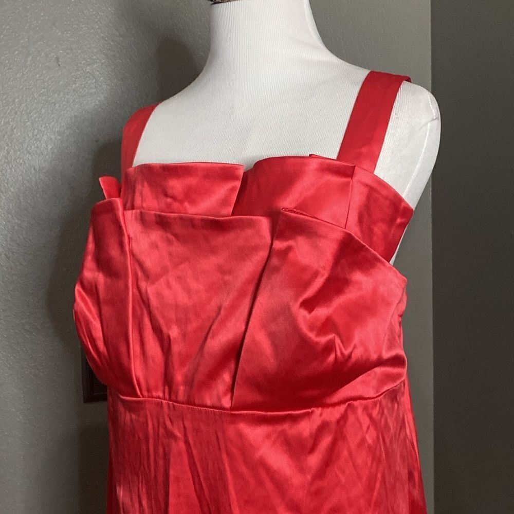 Wishes wishes wishes Salmon Pink Mini Dress Pleated Ruffle bodice Stretch Satin - Picture 2 of 9